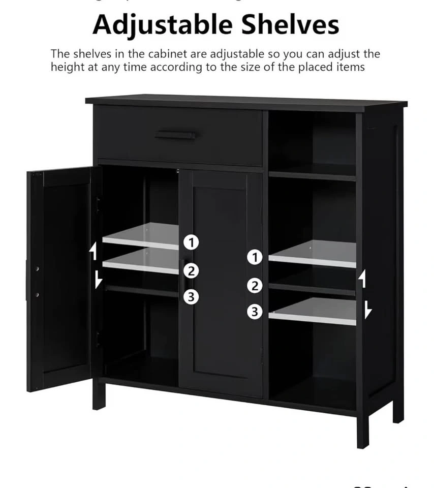 Black Storage Cabinet w Drawer & Shelves - photo 5