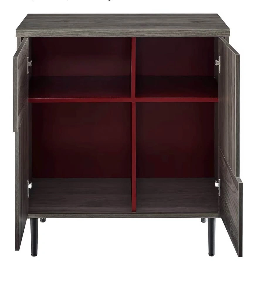 Modern Dark Grey Wood Grain Accent Storage Bar Cabinet - photo 4