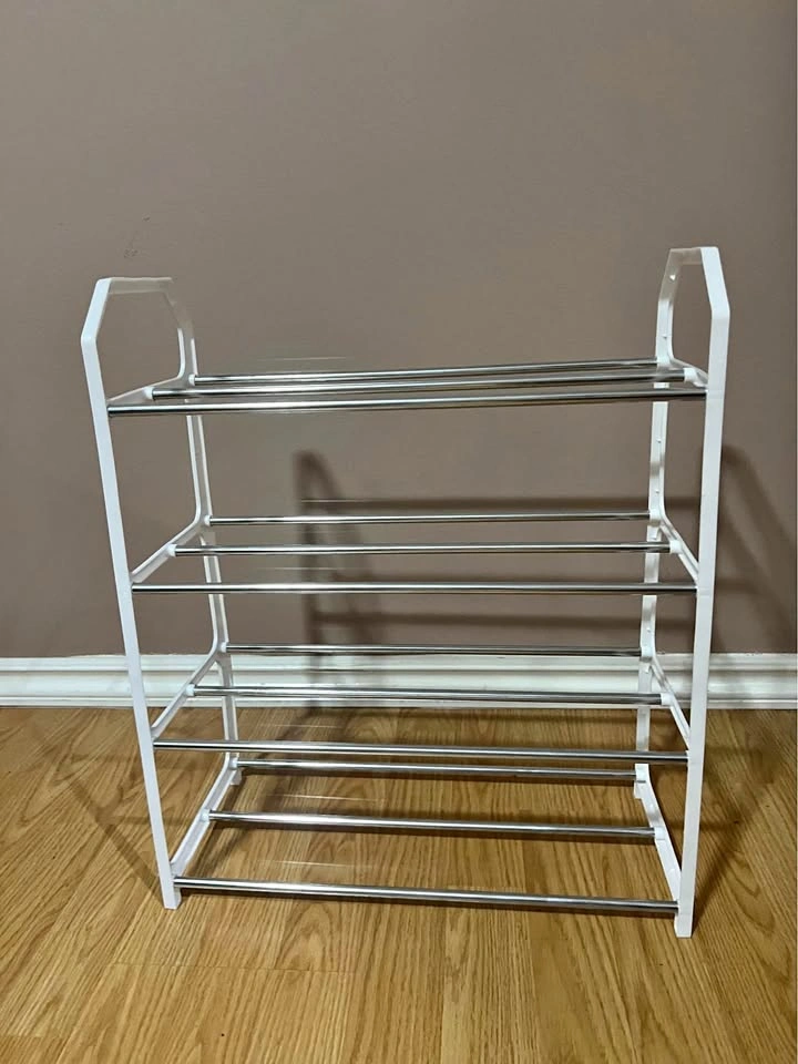 White Metal 4-Tier Shoe Rack