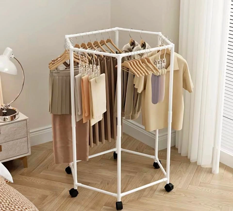 Hexagon Rolling Clothes Rack