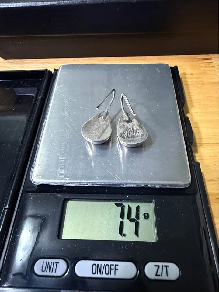 Vintage Teardrop Sterling Silver & Onyx Earrings - photo 4