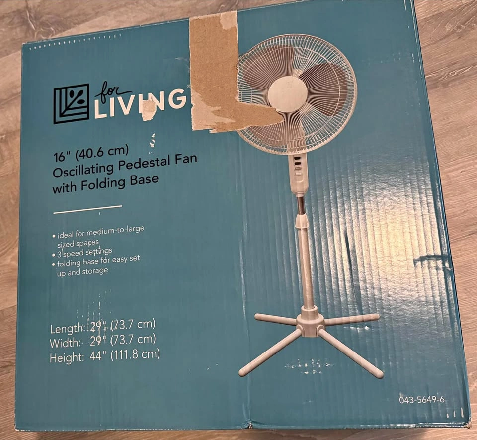 for LIVING 16" Oscillating Pedestal Fan with Folding Base