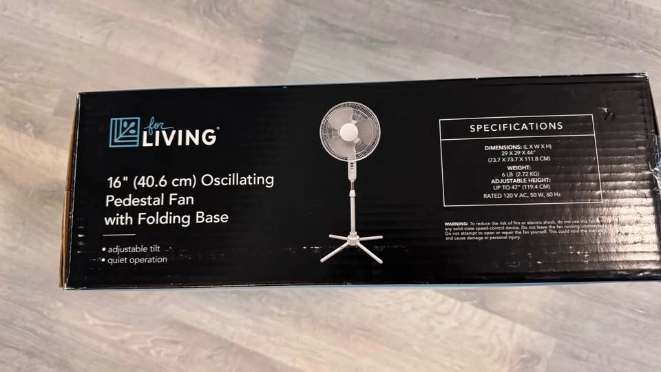 for LIVING 16" Oscillating Pedestal Fan with Folding Base - photo 2