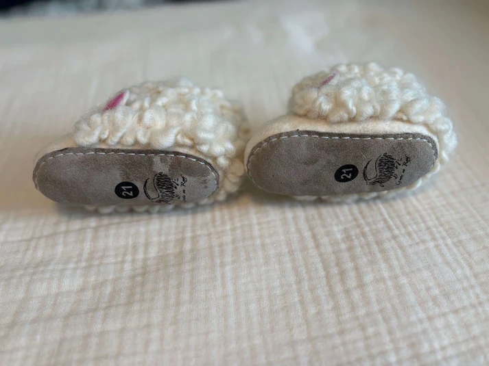 Wooly Sheep Baby Slippers Size 21 (5.5 Infant) Handmade - photo 4