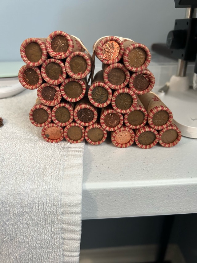 25 Vintage Canadian Penny Rolls *1940s-1960s*