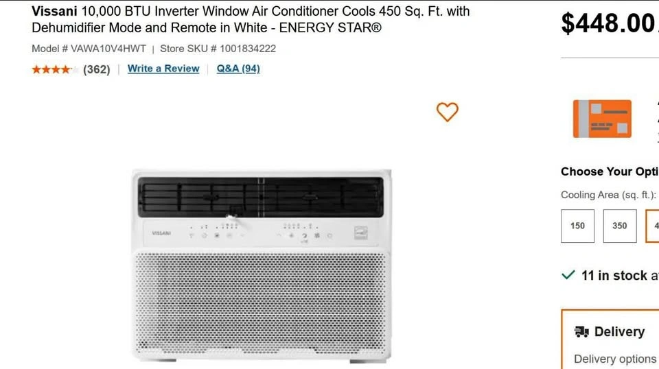Vissani 10,000 BTU Inverter Window AC - ENERGY STAR - Excellent