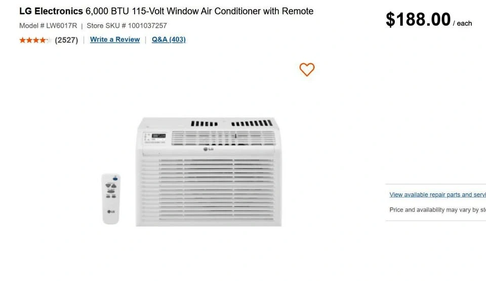 LG 6,000 BTU Window AC (LW6017R)