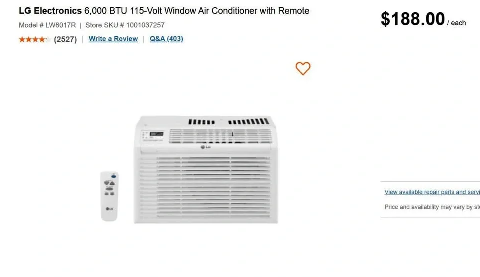 LG 6,000 BTU Window AC (LW6017R)