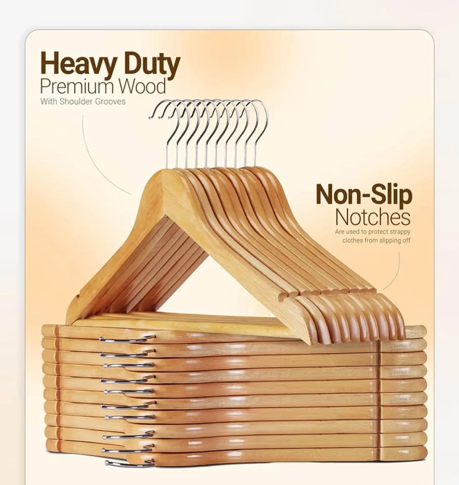 50 Premium Wooden Hangers (Brand New) | Heavy Duty - photo 3