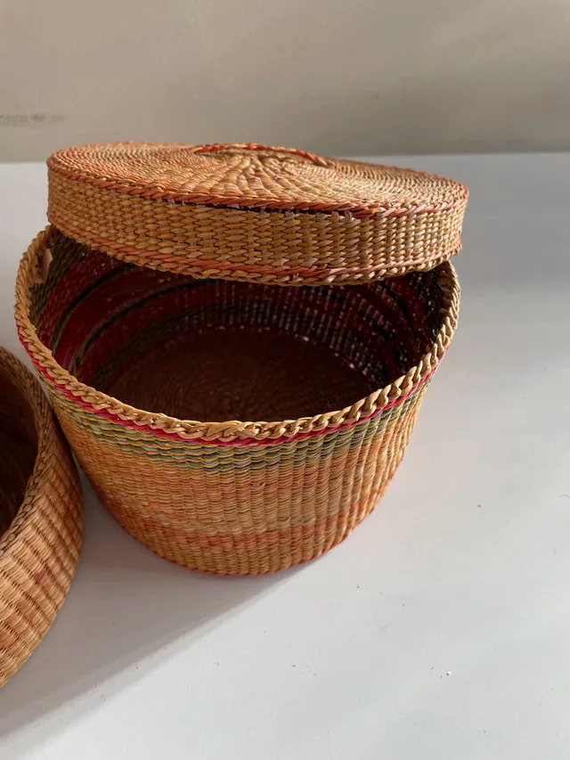 Vintage Hand Woven Basket Pair image indicator(3)