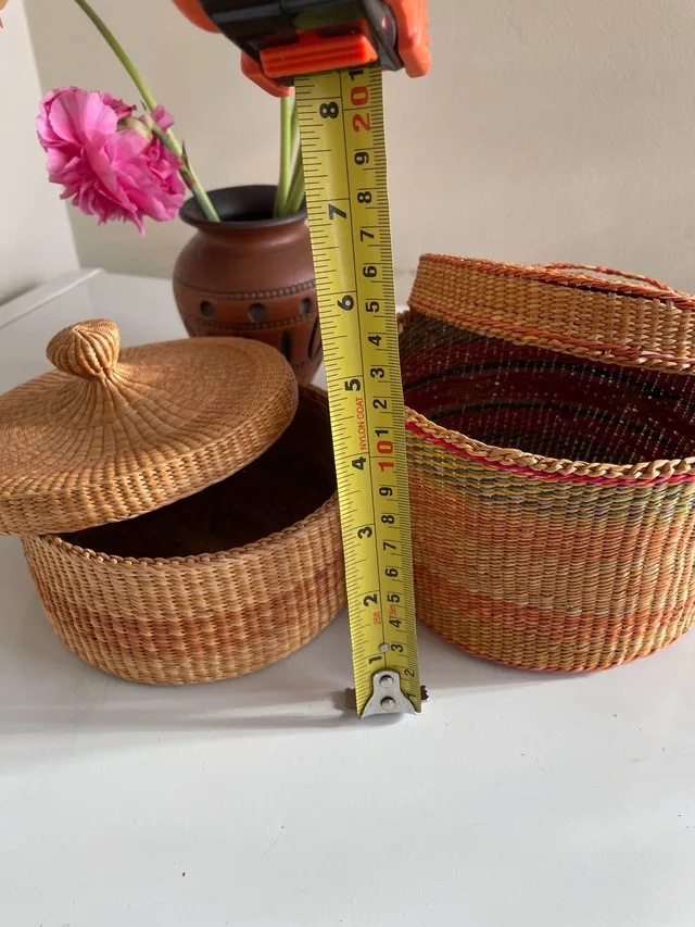 Vintage Hand Woven Basket Pair image indicator(4)