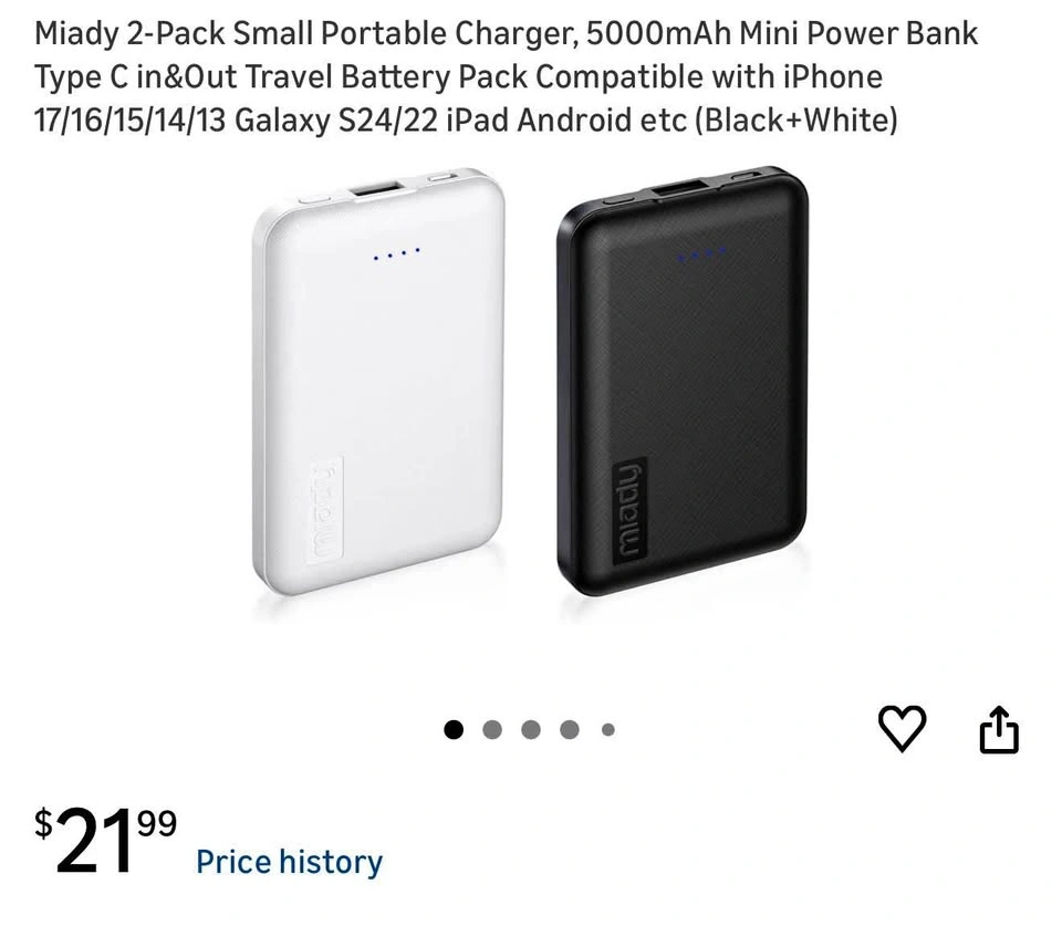 (New) 2 Packs 5000mAh Mini Power Bank