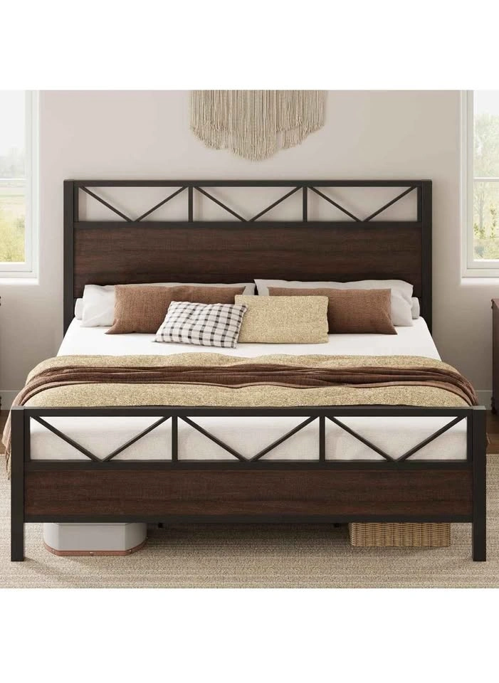 LIKIMIO California King Bed Frame, Tall Industrial Headboard - photo 5