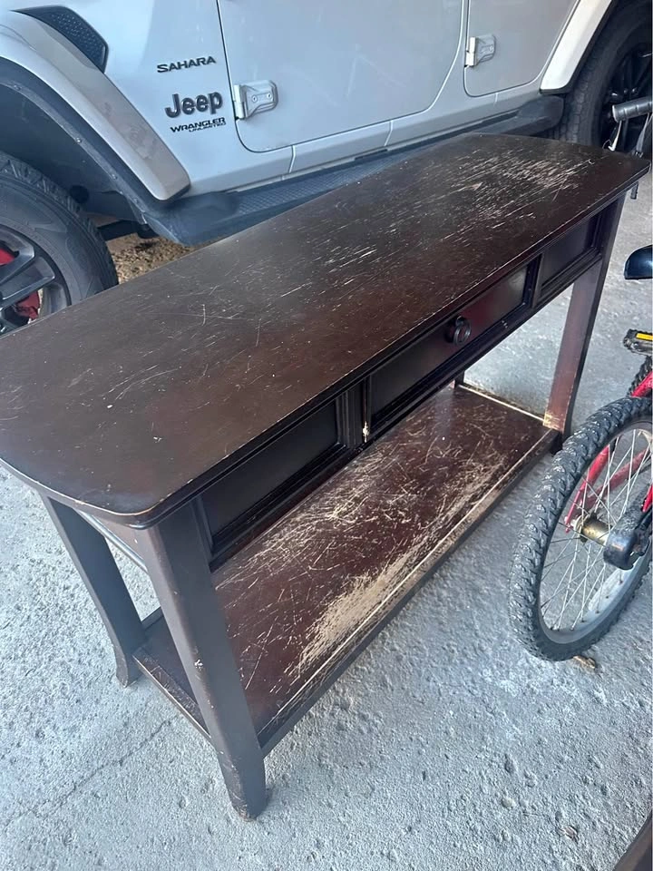 Dark Wood Console Table with Drawer
