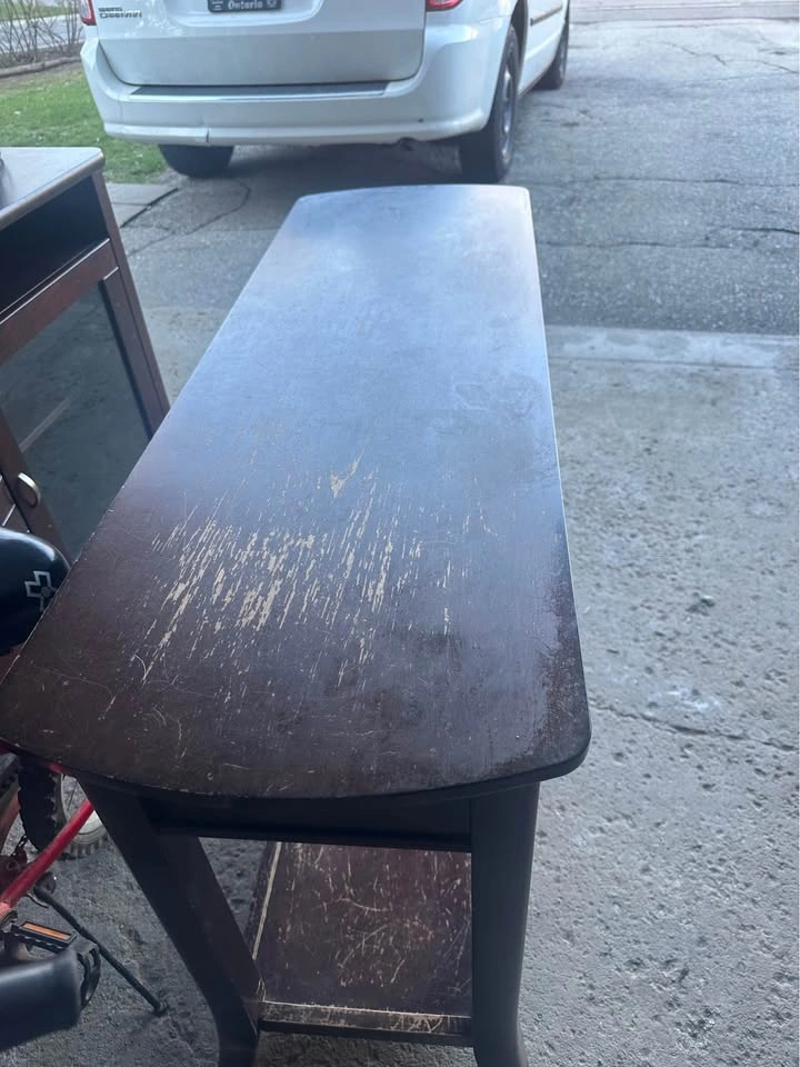 Dark Wood Console Table with Drawer - photo 2