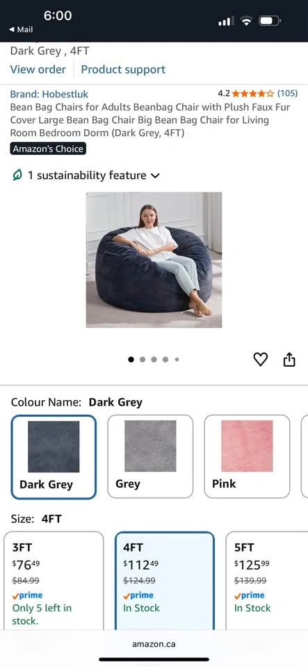 Hobestluk Plush Faux Fur Bean Bag Chair - photo 3