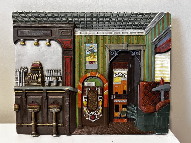 Vintage Randy Souders Pops House Bar Scene Wall Art