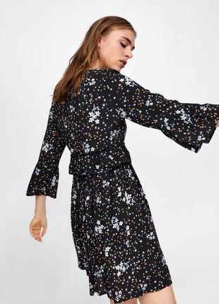 Zara Floral Black and White Dress size M - photo 4