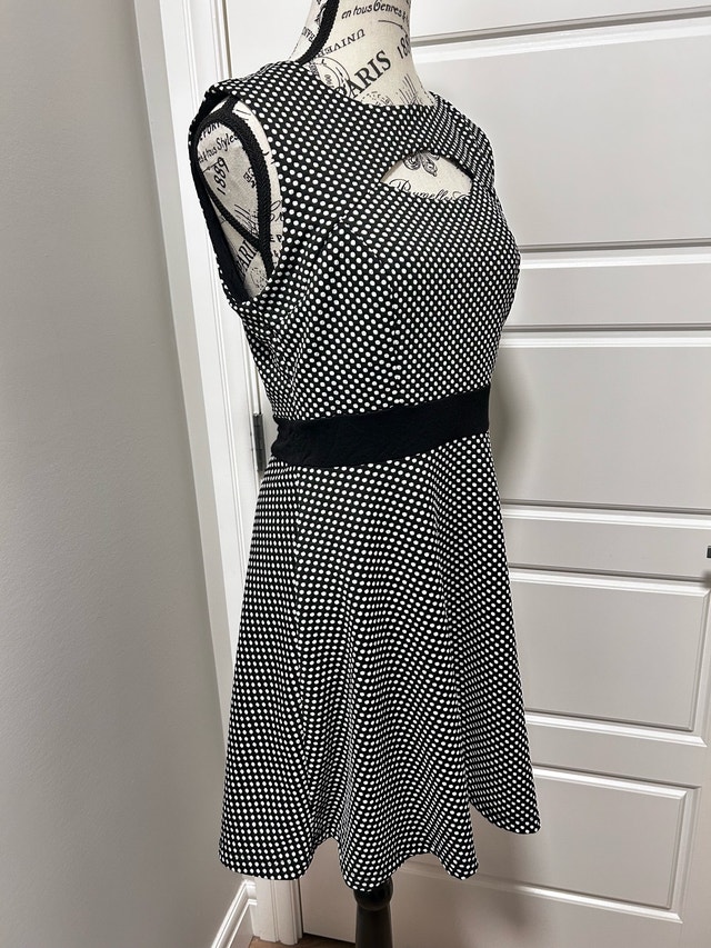 Monteau Black and White Polka Dot Dress Size L - photo 2
