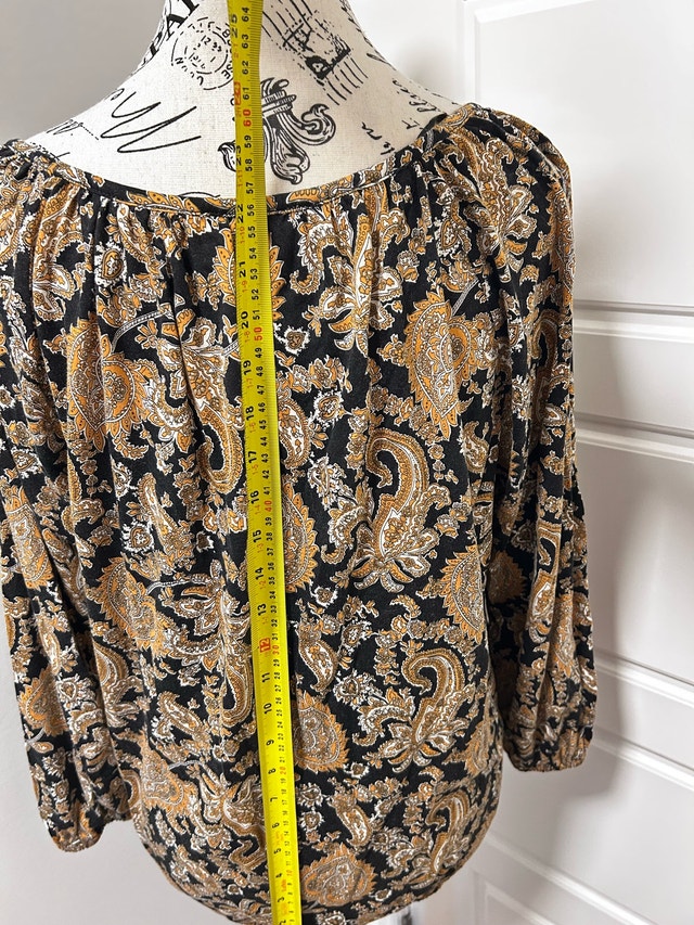 Michael Kors Black and Gold Paisley Blouse Size L - photo 4