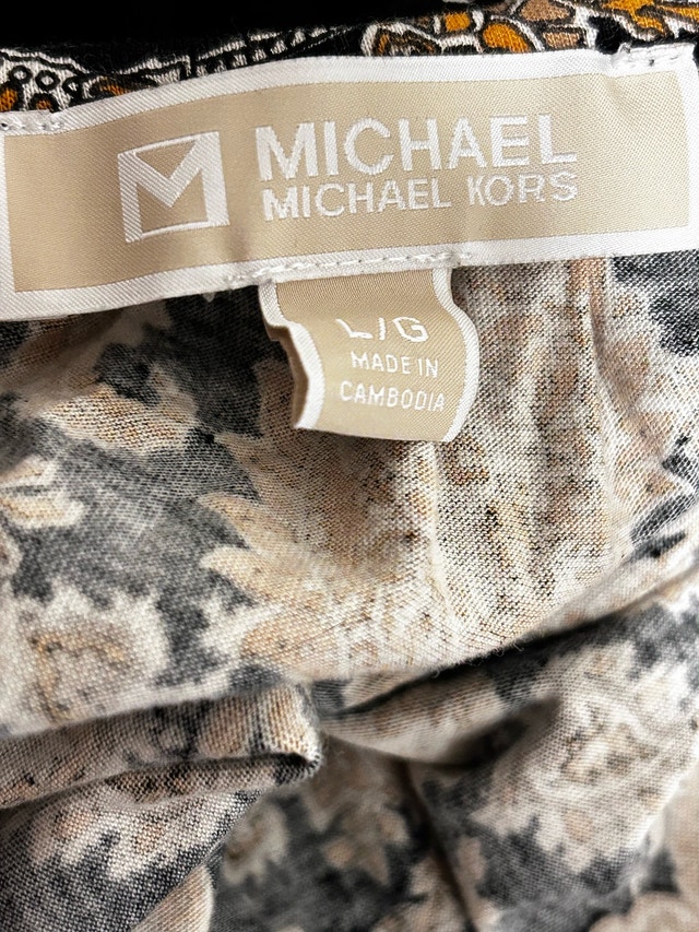 Michael Kors Black and Gold Paisley Blouse Size L - photo 5