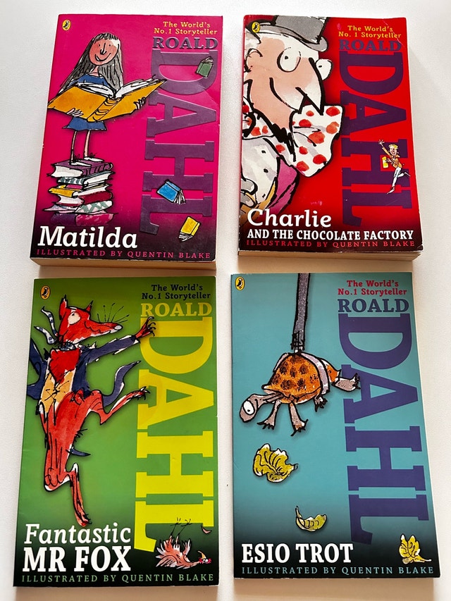 Roald Dahl Book Set: Fantastic Mr Fox, Matilda, Esio Trot, Charl