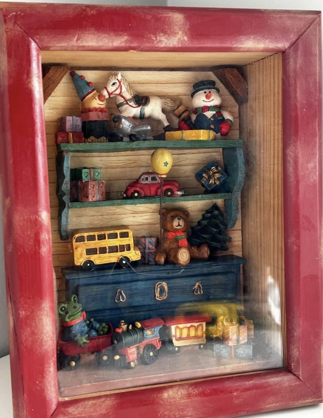 Vintage Christmas Toy Shadow Box Display