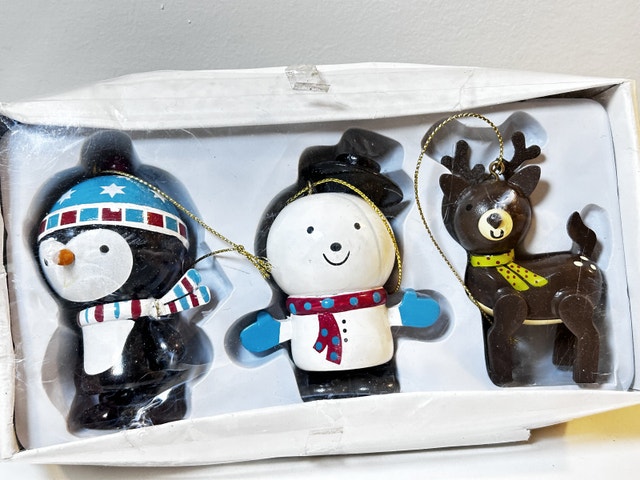 Christmas Tree Ornaments Set – Penguin, Snowman & Reindeer (3 pc