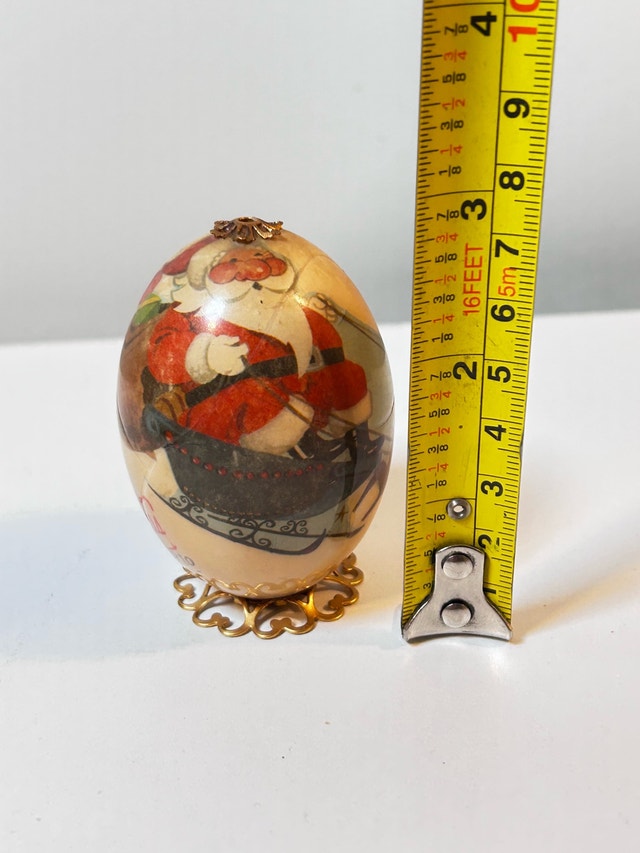 Vintage Hand-Painted Wooden Christmas Egg Ornament “Merry Christ - photo 2