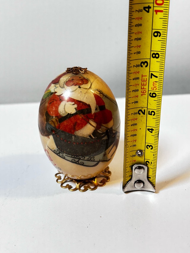 Vintage Hand-Painted Wooden Christmas Egg Ornament “Merry Christ - photo 3