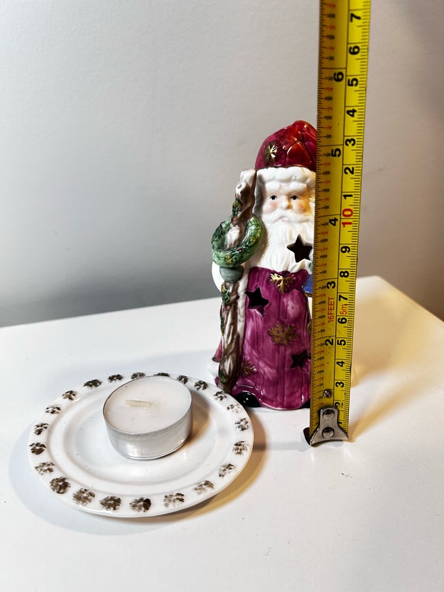 Ceramic Santa Claus Candle Holder with Star Cutouts – Christmas - photo 3
