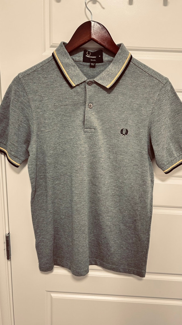 Fred Perry Polo Shirt Men's Medium Slim Fit Gray