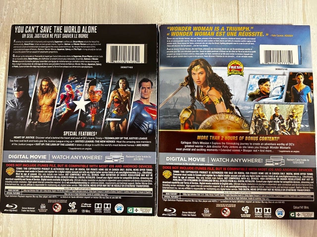 Justice League and Wonder Woman Blu-Ray Sets