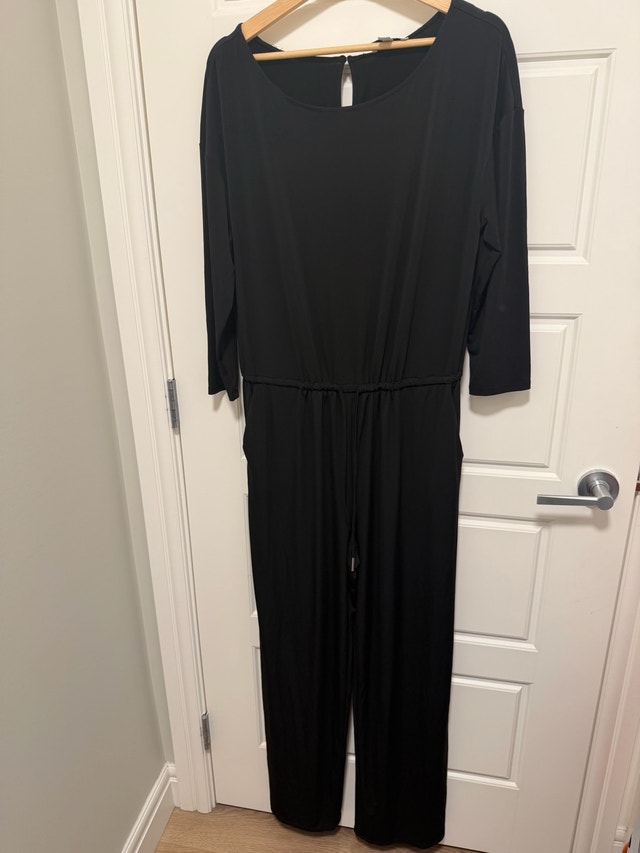 Halston Black Cowl Neck Jumpsuit Size L