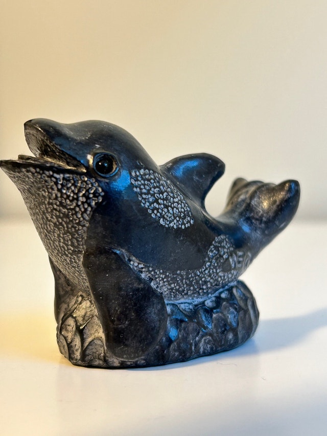 Vintage The Wolf Sculptures Canada Dolphin Soapstone Figurine