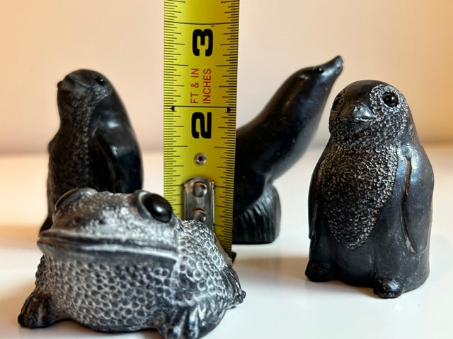Wolf Carved Sculptures Vintage Hand Soap Stone Lot of 4 - photo 2