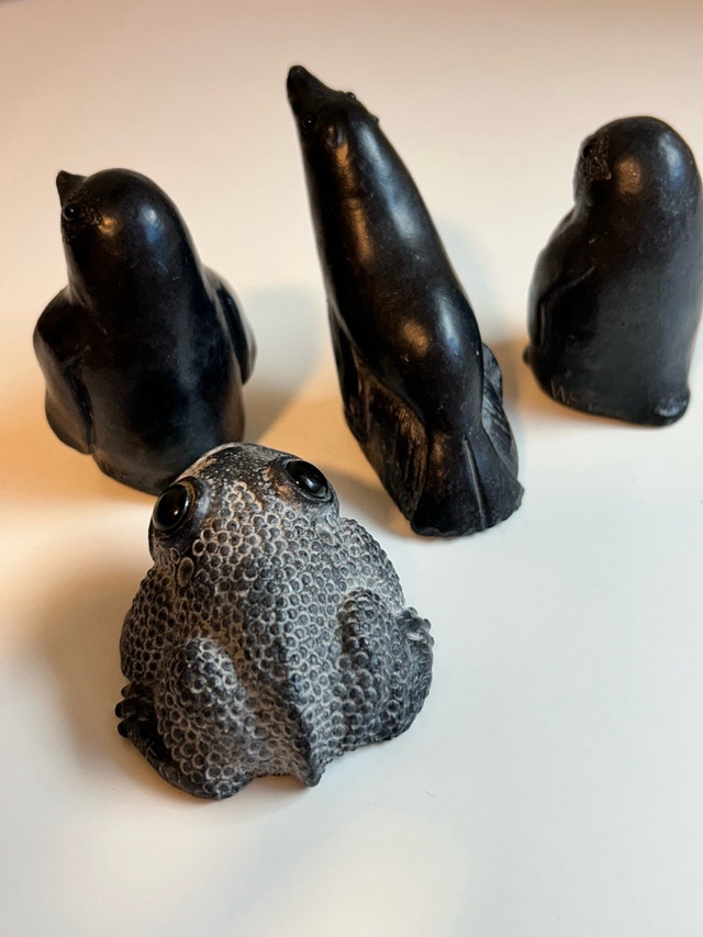 Wolf Carved Sculptures Vintage Hand Soap Stone Lot of 4 - photo 4
