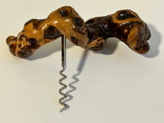 Vintage Corkscrew Wine Opener Gnarled Grapevine Root Wood
