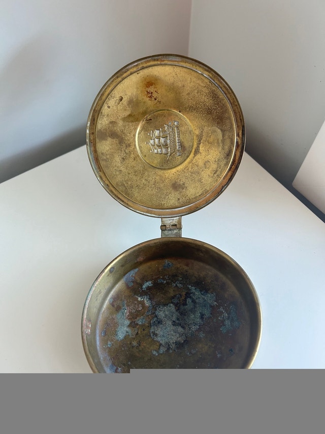 Vintage Peerage Brass Hot Pan Bed Warmer with Ship Motif - photo 3