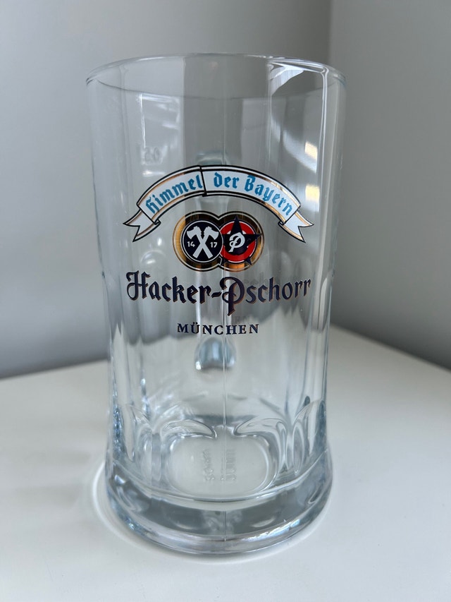 Rare Hacker Pschorr Himmel der Bayern 0.5L Sahm Glass Mug