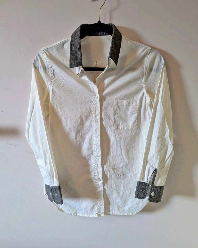 Contrast Button Up Shirt, S, New