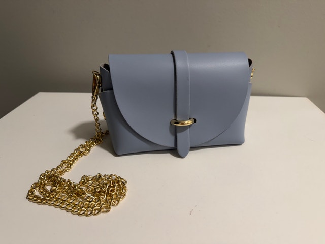 Pelle Womens blue Detachable Chain Strap Flap Shoulder small