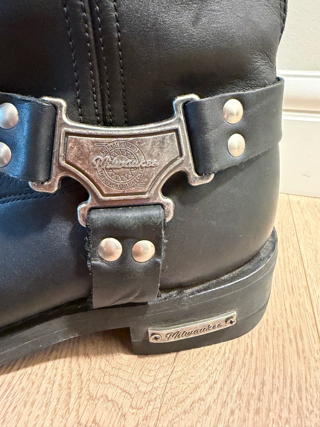 Classic Harness Leather Men's Motorcycle Boots (Black, Size USA - photo 2
