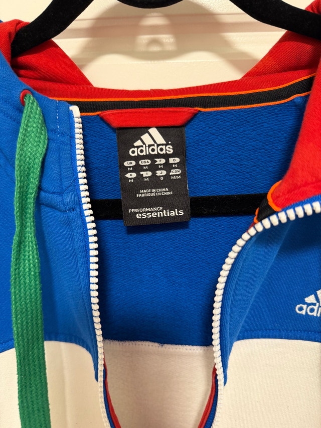 Adidas Colorblock Zip-Up Hoodie Blue/White/Green M - photo 3