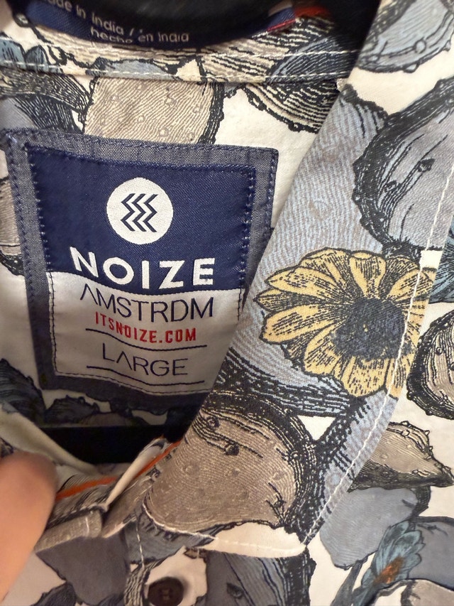 Noize Blue White Floral Short-Sleeve Button-Down Shirt L - photo 3