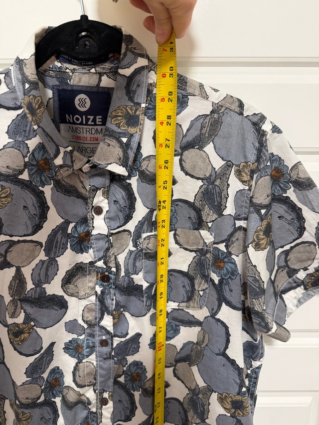 Noize Blue White Floral Short-Sleeve Button-Down Shirt L - photo 5