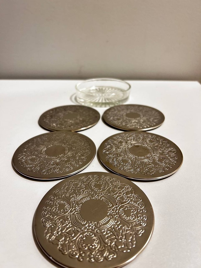 Silver Plated Coasters set of 5 - photo 5