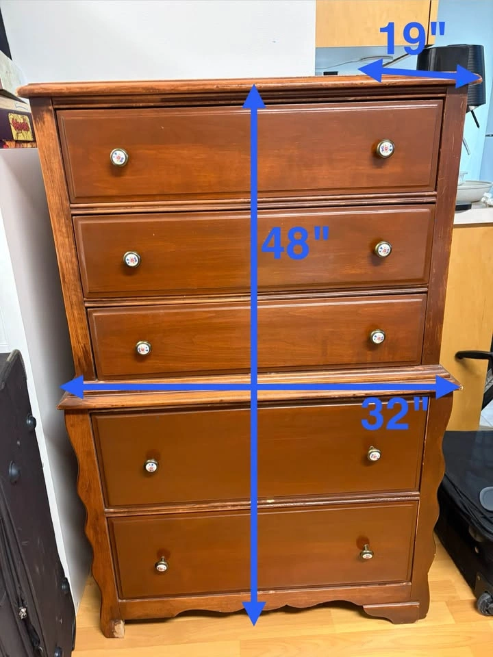 Vintage Middlesex Furniture Co. Solid Wood 5-Drawer Tallboy Dres - photo 5