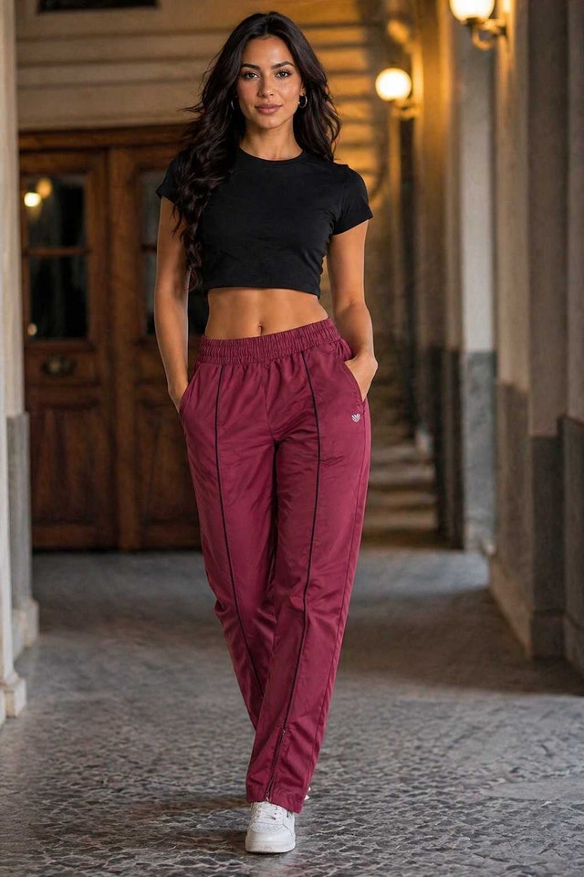 Women's burgundy tracksuit bottoms, size XS