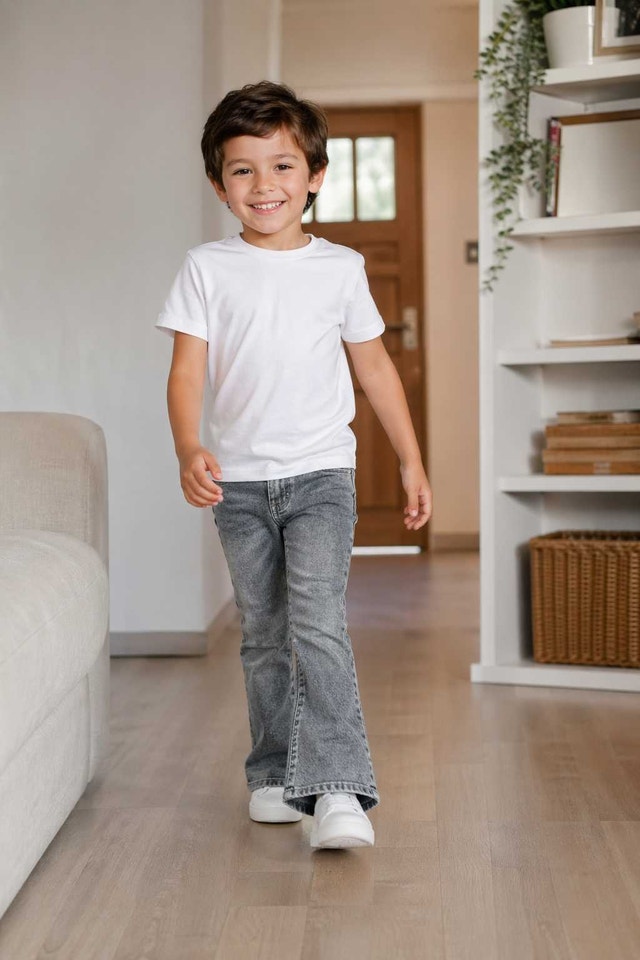 Gray mottled jeans for boys, straight leg - photo 2